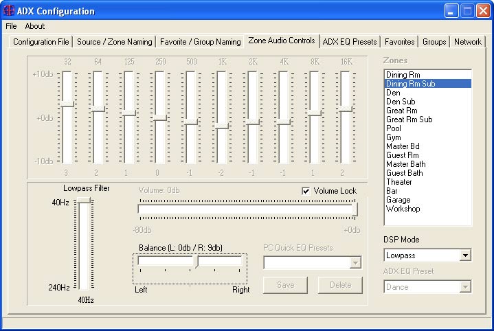 Low-pass screen for ADX utility ADX PC Utility