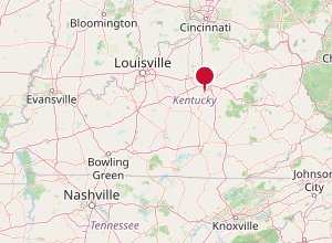 Kentucky state map showing Lexington